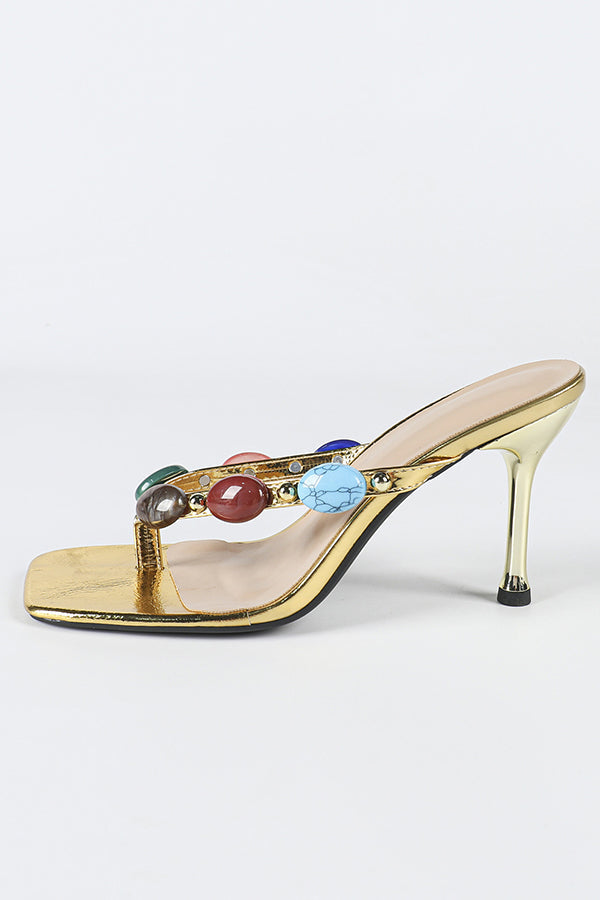 Fashionable Beaded Stiletto Sexy Sandals