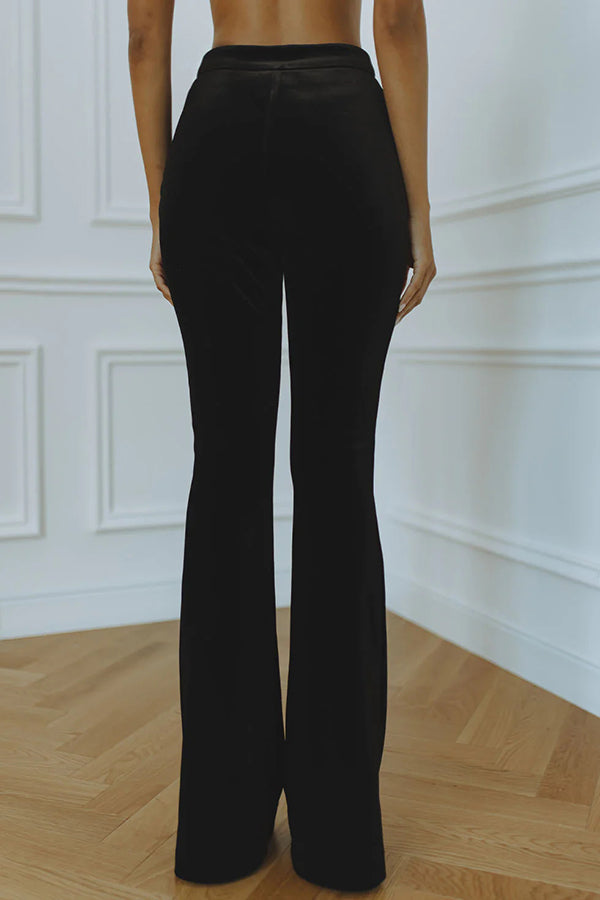 Delicate Daze Velvet High Rise Elastic Waist Flare Pants