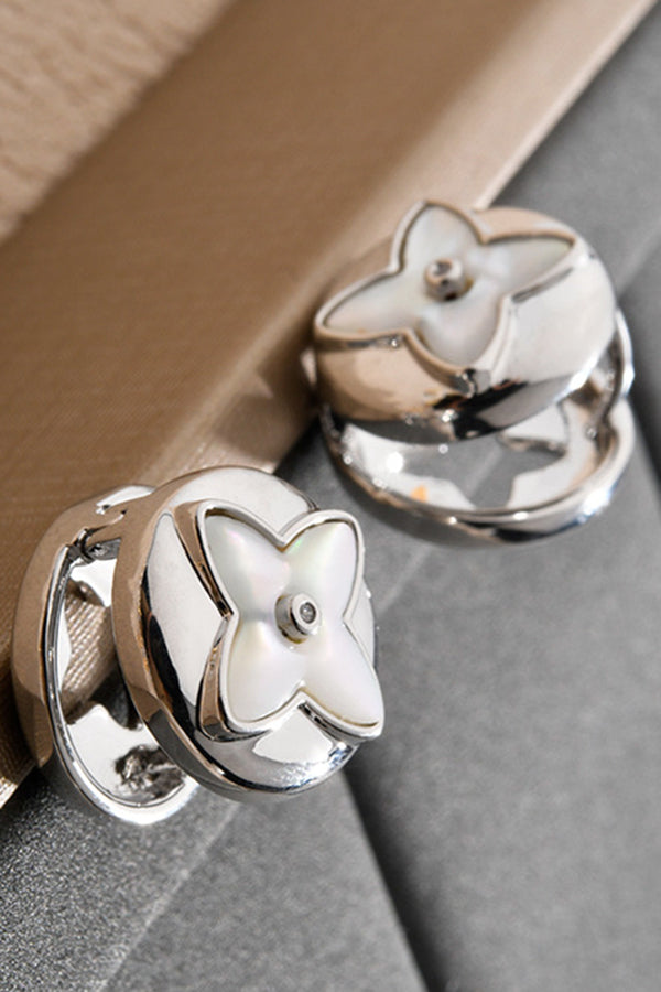 Fashionable Shell Light Luxury Metal Button Earrings