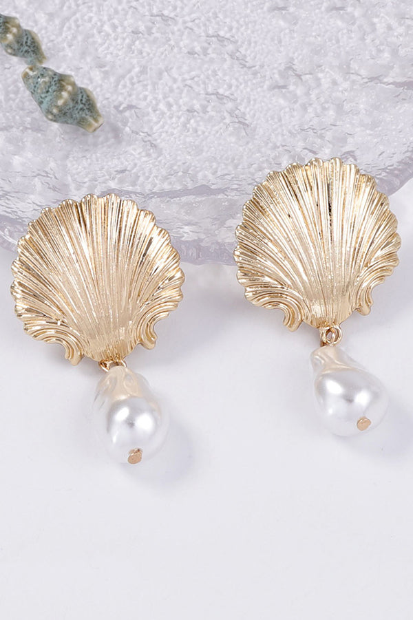 Fashionable Light Luxury Alloy Scallop Imitation Pearl Earrings