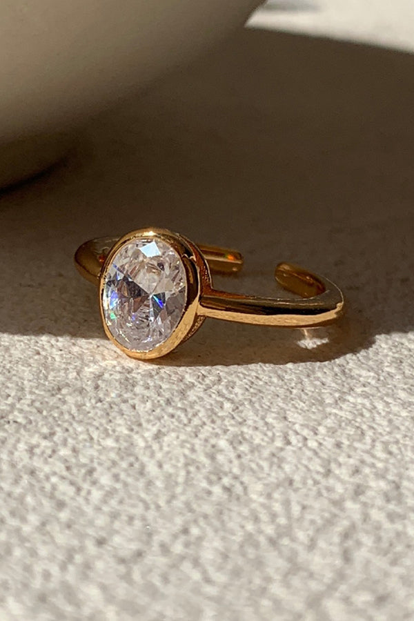 Elegant Silver-plated Diamond Open Ring