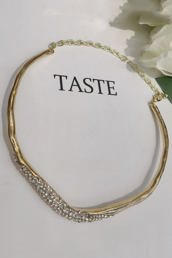 Simple and Light Luxury Metal Irregular Diamond Necklace