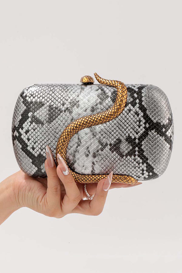 Fashionable Snake-embellished Evening Clutch