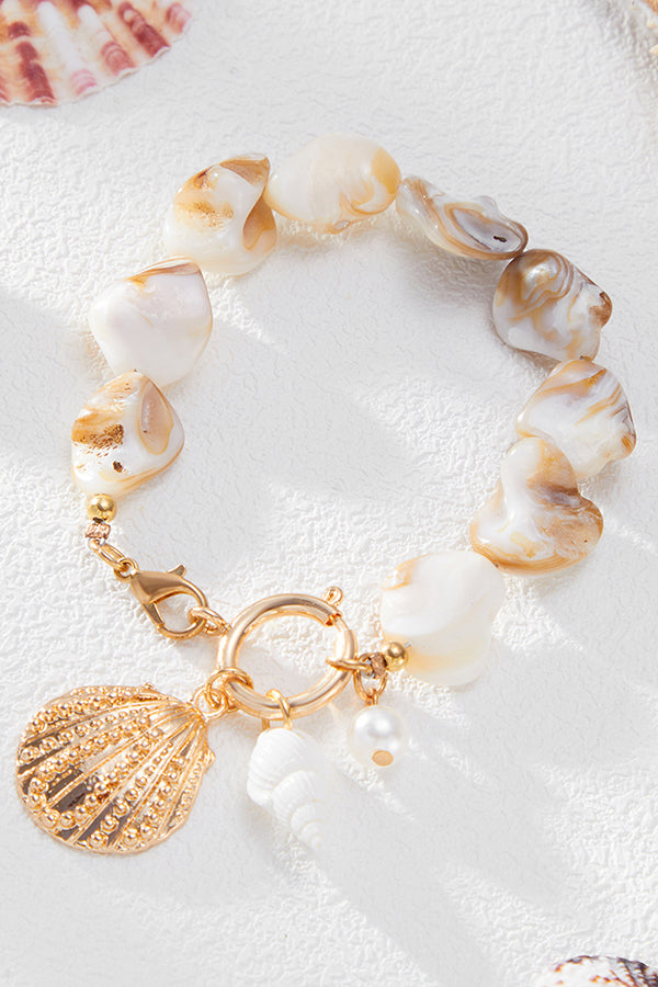 Vacation Imitation Pearl Conch Starfish Pendant Necklace Bracelet