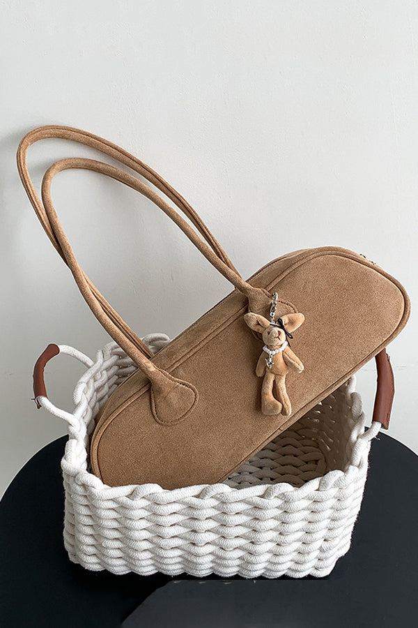 Vintage Suede Baguette Shoulder Bag