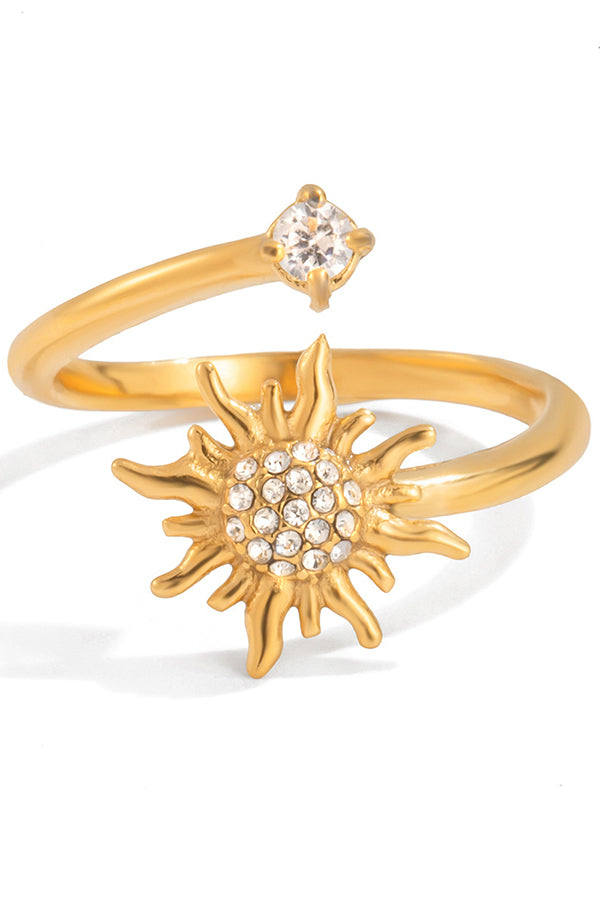 Fashionable Zircon Sun-shaped Stainless Steel Ring