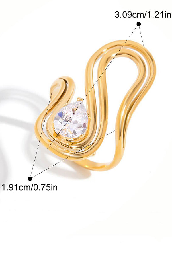 Elegant Zircon Geometric Titanium Steel Ring