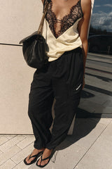 Versatile and Elegant Items Lace Petal Trim Cutout V-neck Slip Loose Tank