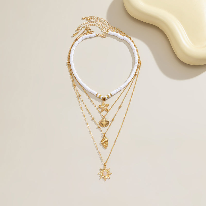 Bohemian Sunflower Multi-layer Pearl Shell Necklace