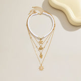 Bohemian Sunflower Multi-layer Pearl Shell Necklace