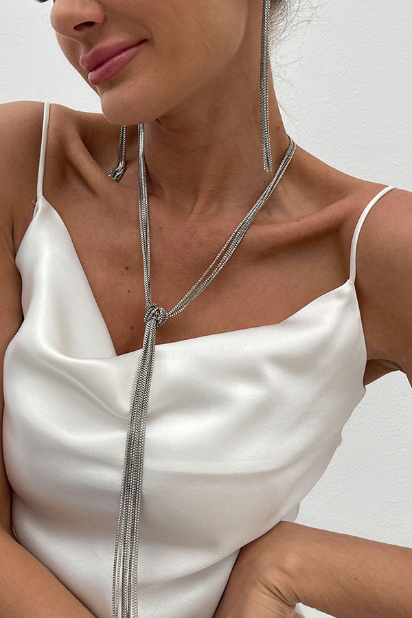 Simple Y-shaped Metal Tassel Chain Necklace