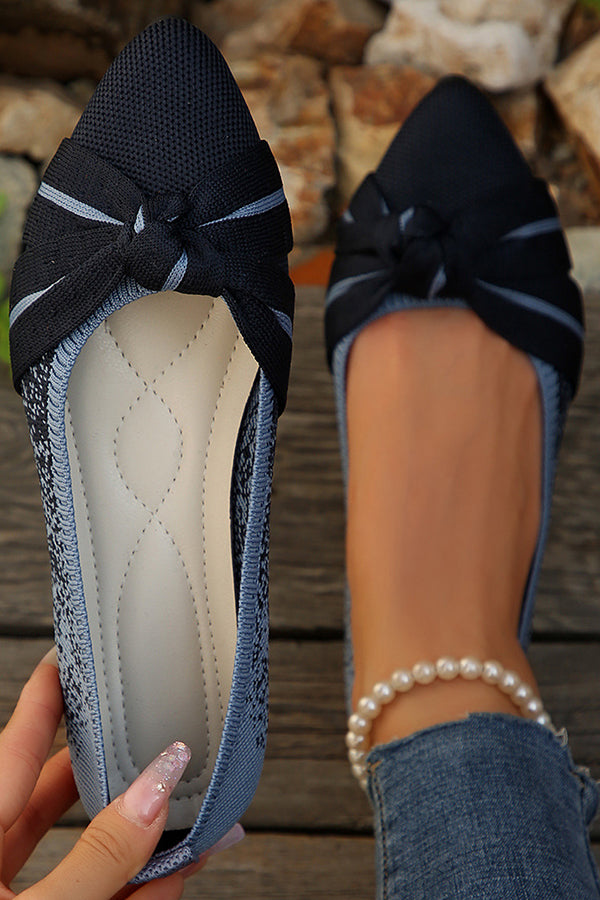 Fashionable Bow Colorblock Casual Flats