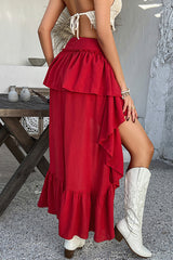 Bohemian Holiday Casual Pleated Patchwork Mini Skirt