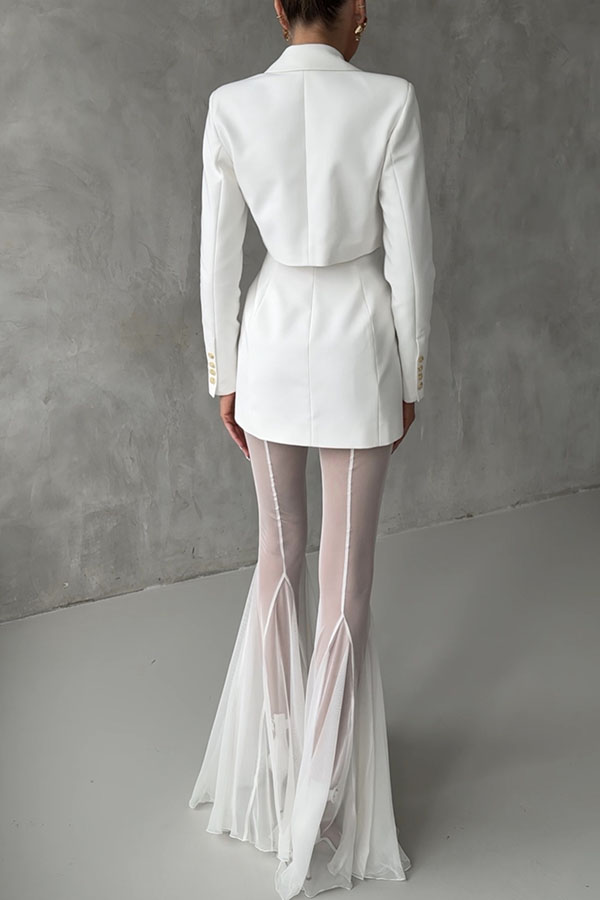 Deep Chic Mesh High Rise Elastic Waist Fishtail Stretch Pants