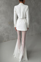 Deep Chic Mesh High Rise Elastic Waist Fishtail Stretch Pants