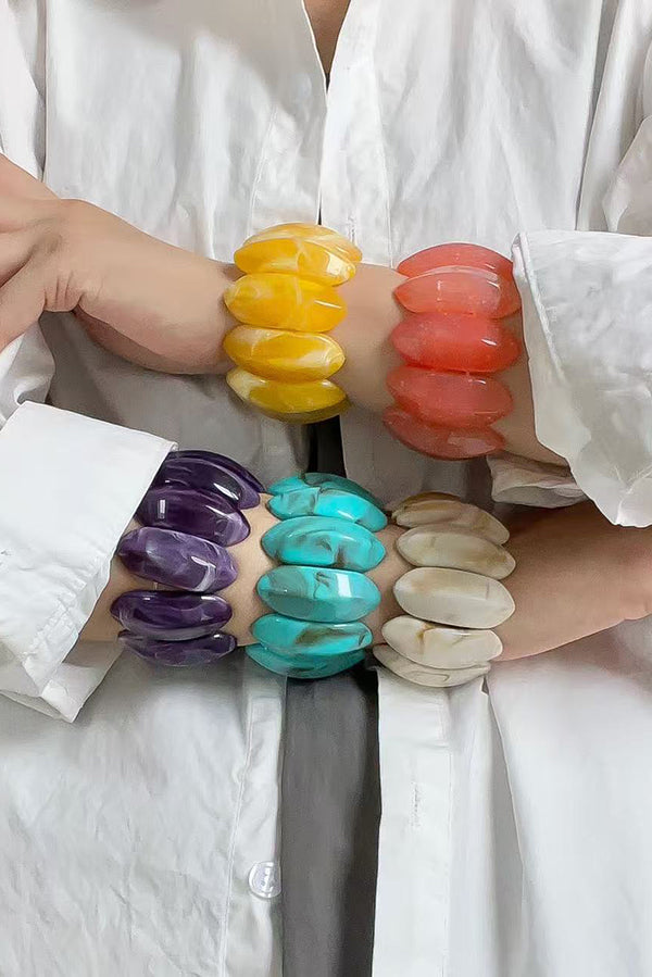 Fashionable Acrylic Oval Elastic Bracelet