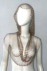 Fashion Fishnet Rhinestone Hooded Vest