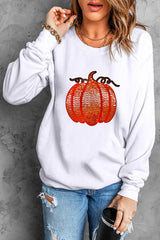Halloween Pumpkin Print Loose Long-sleeved Casual Top