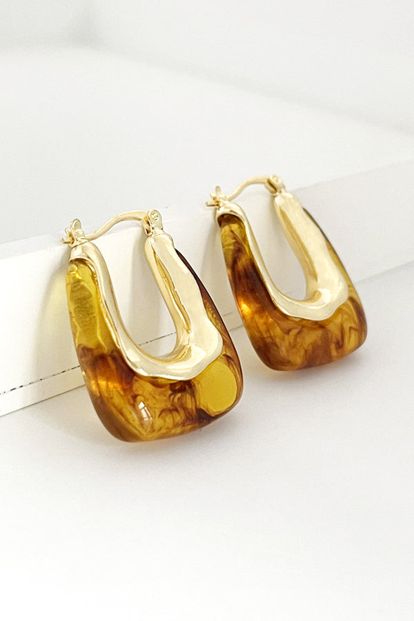 Fashionable Geometric U-shaped Colorful Jelly Earrings