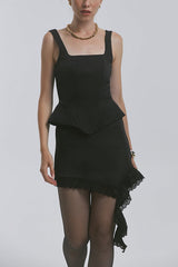 Fashionable Lace Asymmetrical Elegant Mini Skirt