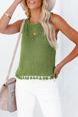 Solid Color Se Hollow Fringed Sweater