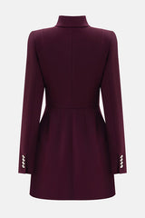 Elegant Long-sleeved Hollowed-out Button-down Slim-fit Mini Dress