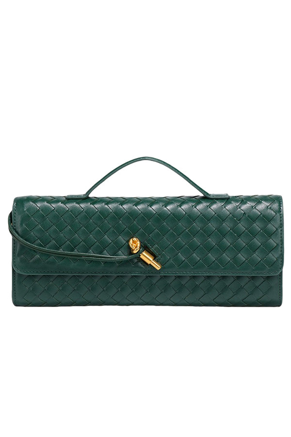 Woven Soft Leather Horizontal Square Accordion Bag