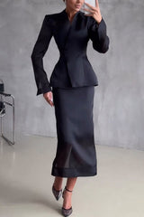 Perfectly Shaped Organza V-neck Long Sleeve Hourglass Cut Blazer