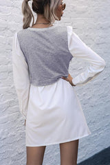 Contrast Stitching Round Neck T-shirt Dress