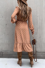 Nisha Dot Button Down Slit Midi Dress