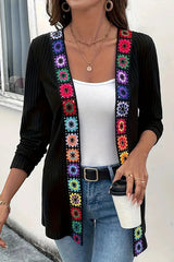 Bohemian Style Floral Edge Long Sleeve Casual Knitted Cardigan