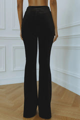 Delicate Daze Velvet High Rise Elastic Waist Flare Pants