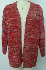 Aminga Colorful Spotted Pocket Crochet Long Sleeved Cardigan