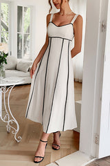 Resort Style Halter Backless Casual Midi Dress