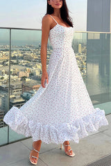 Spotlight Delight Floral Print Flounce Bustier Banquet Party Midi Dress