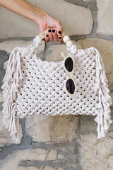 Fashion Woven Open Tassel Tote