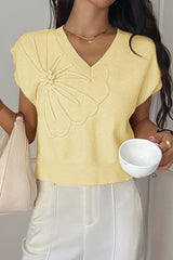 Solid Color Casual V-neck Knitted Sweater