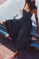 Gorgeous Printed Elastic Bust Holiday Dress