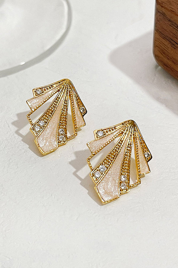 Fashionable Hollow Enamel Diamond Earrings
