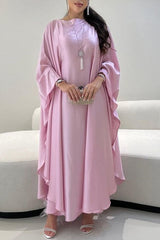 Solid Satin Batwing Sleeve Loose Maxi Dress
