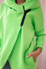 Solid Color Loose Hooded Zip-up Casual Sports Jacket