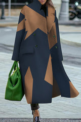 Solid Color Loose Lapel Long Sleeve Button Casual Long Coat