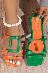 Fashionable and Casual Color-blocked Simple Flat Sandals
