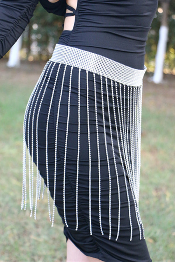 Fashionable Tassel Rhinestone Chain Waist Necklace