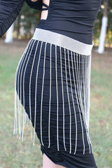 Fashionable Tassel Rhinestone Chain Waist Necklace