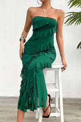 Solid Color Sexy Off-shoulder Slim Back Slit Maxi Dress