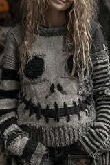 Halloween Print Loose Round Neck Long Sleeve Casual Sweatshirt