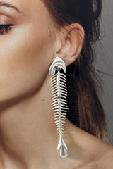 Personalized Fishbone Diamond Pearl Pendant Earrings