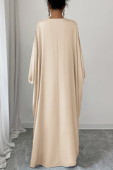 Solid Color Elegant V-neck Knot Decoration Loose Maxi Dress