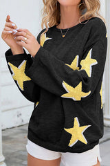 women's five-pointed star knitted long sleeve sweater